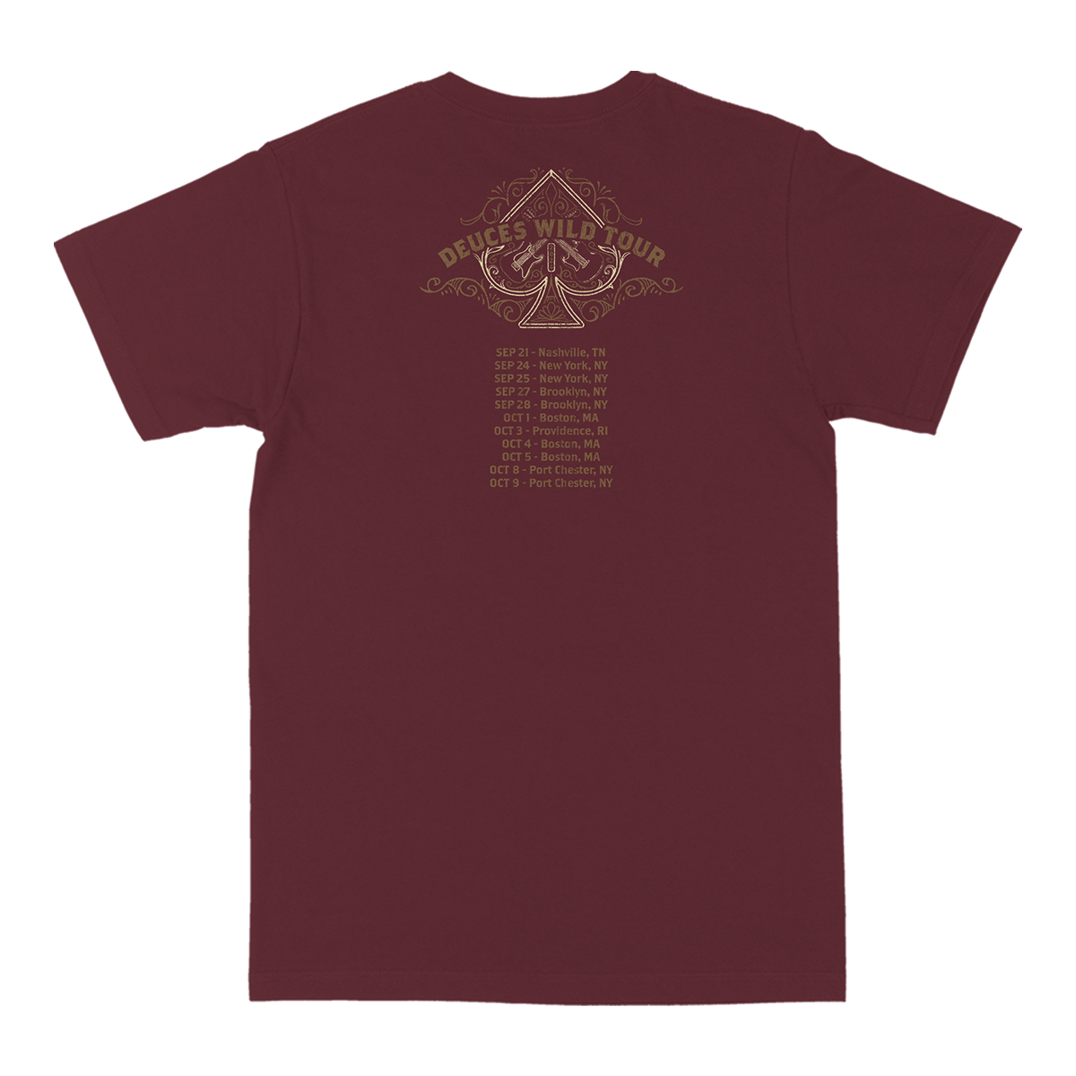 Deuces Wild Spade Tour T-shirt - Maroon